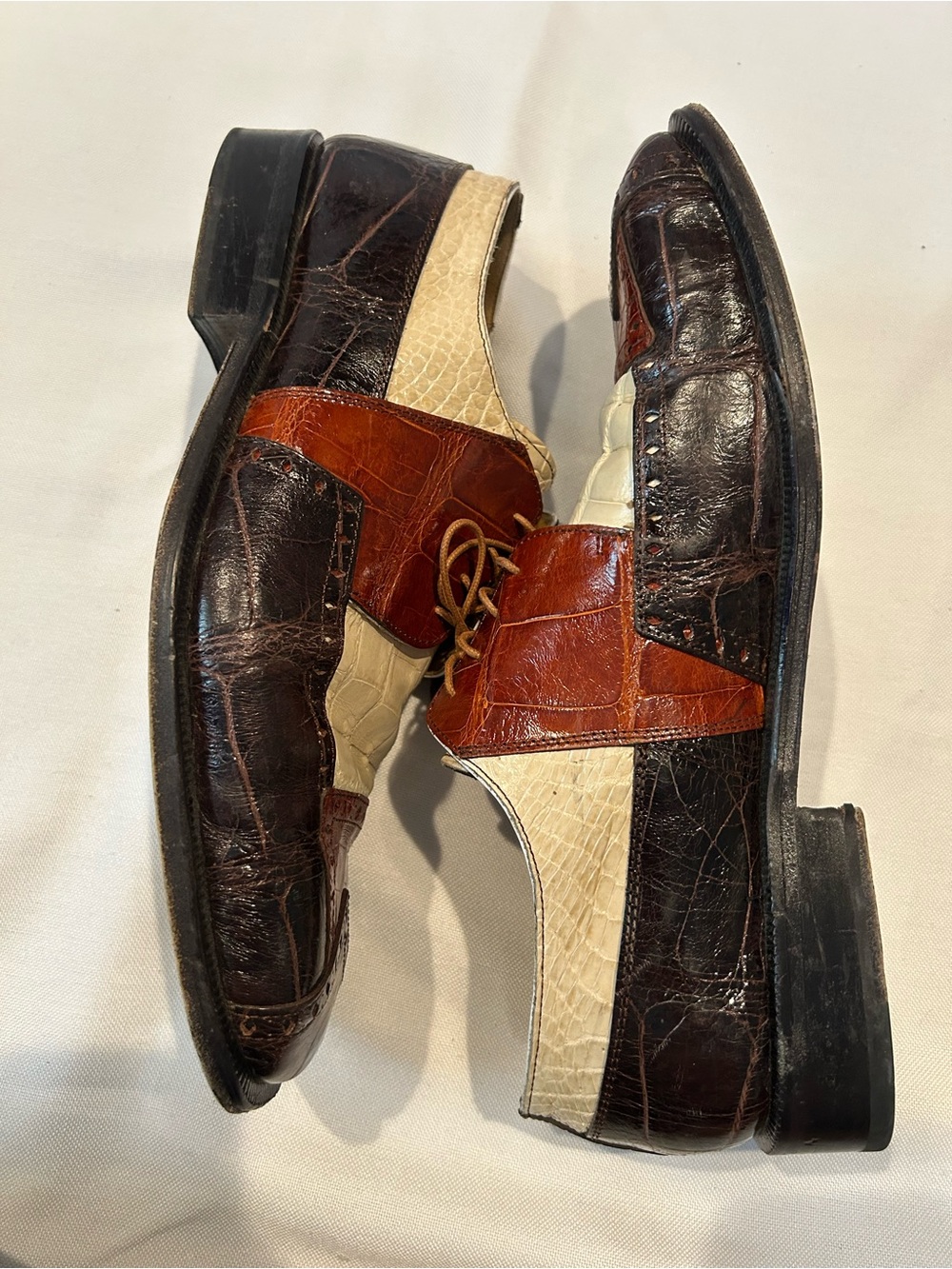 Slick Exotica Brand Men's Two-Tone Genuine Alligator Leather Dress Shoes - Picture 12 of 16